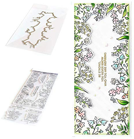 CYFUN DESIGN Prägling blomma kant ram matriser och frimärkssatser för korttillverkning ny blomma flytande metall skärning stansningsmall mod ord fras tydliga frimärken gör-det-själv scrapbooking