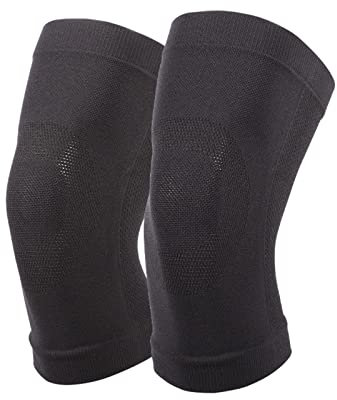 yeloumiss Knee Brace 1 Pair Elastic Breathable Knee Lightweight Pressurisation Sleeve Keep Warm for Sleeping, Daily work, Sports, Running, Fitness Unisex (L, Black)
