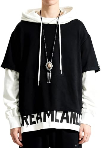 Covisoty Huvtröja för Herrar japanese Hooded Sweatshirt Casual Sporttröjor Hoodie