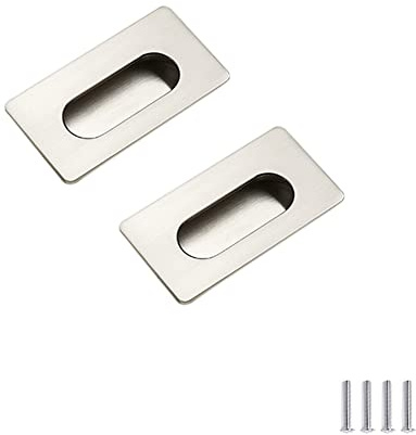 SYDARSYN 2 Piezas rectangular puertas correderaem tirador de gabinete manija de puerta corredera tiradores empotrados zinc aleación ocultos tirador armario pomos tiradores para cajones 64mm