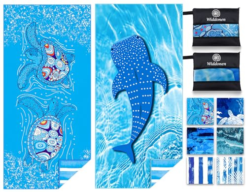 Widdonen Lightweight Thin Microfiber Beach Towel Sand Free Quick Dry Absorbent Compact Soft Pool Swim Travel Towels Extra Large Oversized Beach Accessories Packable Essentials Stuff Gifts for Adult