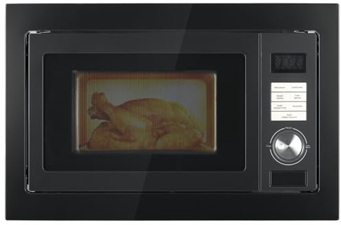 SMETA Built In Microwave Oven 25L, Integrated Microwave Oven, 900W Microwave, 1000W Grill, Frame Included with Auto Defrost, Glass Turntable and 8 Auto Programs - In Stainless Steel