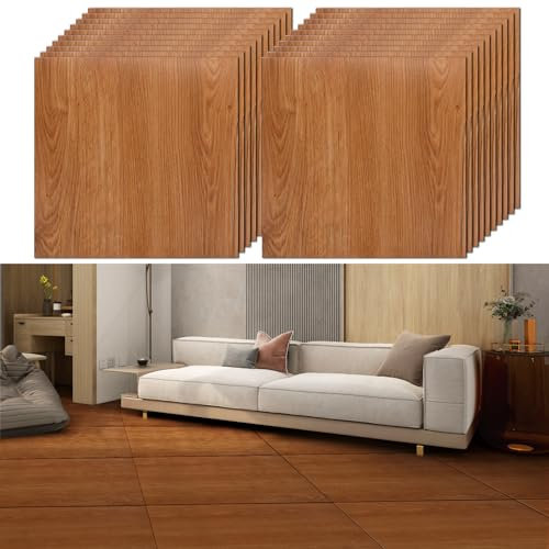 YAYODS 40 Pack Self Adhesive Floor Tile Vinyl Flooring, 30x30cm Wood Effect Flooring Stickers, Waterproof Peel and Stick Floor Tile for Kitchen Bathroom Living Room and Floor Planks