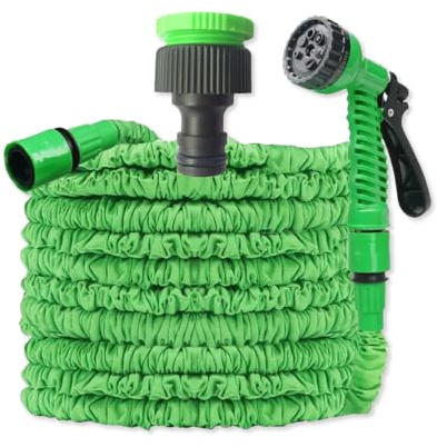 OLYSPM Tuyau Arrosage Extensible,Tuyaux d'arrosage,Tuyau d'arrosage avec Raccords 1/2,3/4 et Pistolet 7 Modes,Tuyau Arrosage Retractable avec 50FT,75FT,100FT,125FT