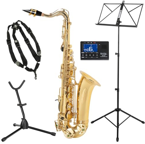 Classic Cantabile Youngstar AS-420 Altsaxophon Einsteiger Set - Kindgerechte Mechanik mit enger liegenden Klappen - Inklusive Notenständer, Mundstück, Kinder Tragegurt, Metro-Tuner Saxophonständer