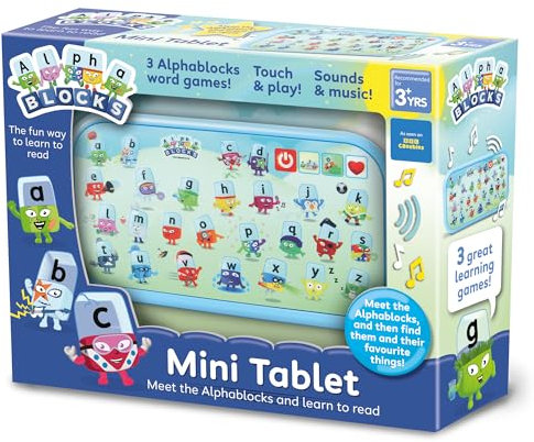 ALPHABLOCKS MiniTablet Toy - Interactive Learning Device with Touchscreen & Sounds for Letter Recognition & Phonics Games - Educational Toys for 3+ Year Olds with Alphabet Characters & Vocabulary
