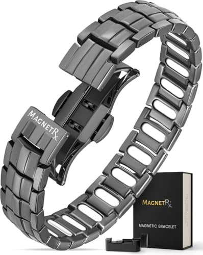 MagnetRX® Magnetic Bracelets for Men - EllipseMAX 5X Strength 5,000 Gauss Magnets - Designed in USA & Patent Approved - Premium Titanium Mens Magnetic Bracelet & Adjustable Length (Gunmetal)