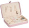 Relaxdays Valigetta Portagioie, Cofanetto Porta Gioielli da Viaggio, Organizer Anelli e Collane, 4,5x21x14,5 cm, Rosa, Fibra di Legno