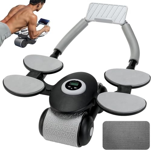 Ytloospt Ab Roller Wheel with Adjustable Elbow Support and Automatic Rebound, Abdominal Wheel Roller with Timer & Knee Mat, Ultra-Stable Core Trainer, Abs Workout Equipment for Home Gym Fitness