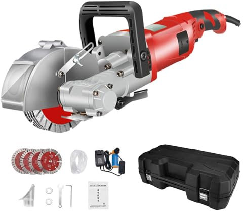 Eastnmythet Wall Groove Cutting Machine 4000W 7500rpm, Electric Concrete Saw for Plumber & Electricians, Wall Chaser Machine with 125mm Saw Blades,Red