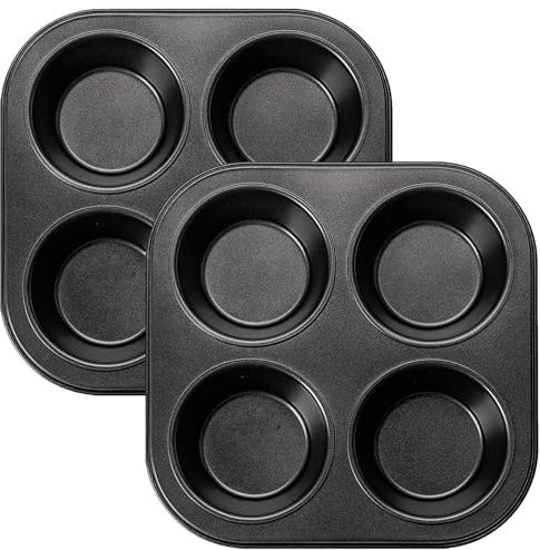 2 teglie per muffin con friggitrice ad teglia antiaderente per muffin piccoli a 4 cavità stampi per mini cupcake in acciaio al carbonio facili da pulire per friggitrice ad aria/forno tostapane