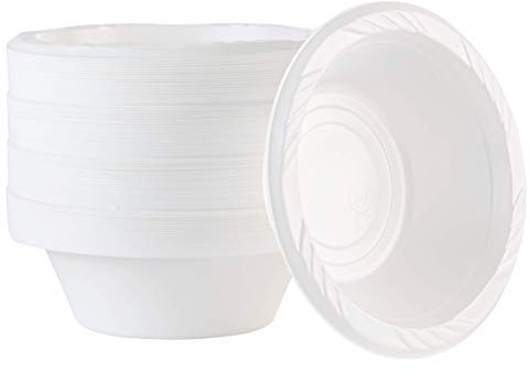 100 Count Disposable 5 ounce White Plastic Dessert Bowls