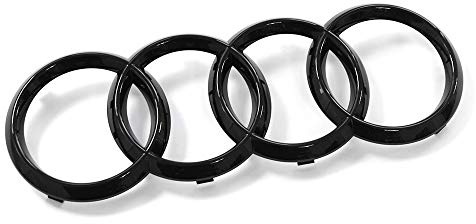 Audi 8W0071801 ringar emblem kylargrill logotyp, svart *** endast för S-Line Exteriör (PR-kod 2K7) *** Mät storlek före köpet! ***