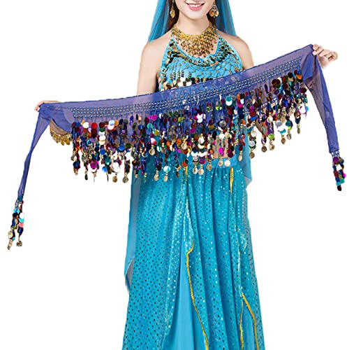 Floatdream Écharpe de Danse du Ventre, Ceinture Danse du Ventre Ethnique, Jupe de Danse du Ventre Foulard, pour Les Spectacles sur Scène, Les Spectacles de Fête (Bleu Royal)