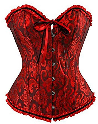 Qianderer Women's Overbust Sweetheart Lace Up Corset Bustier Top Push Up Bodysuit Bustier Shapewear Lingerie Corsets Cinchers (Ae Multicolor, M)