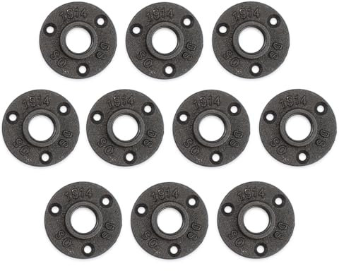 Bohaner Rohrflansch Schwarz Flansch 10 Stück 3/4 mit 3 Löchern BSP Metallgewinde Flansch Rohrhalterung Temperguss für Industrierohre, Möbel, Bar, Restaurant, Hotel und DIY Handwerk Deko