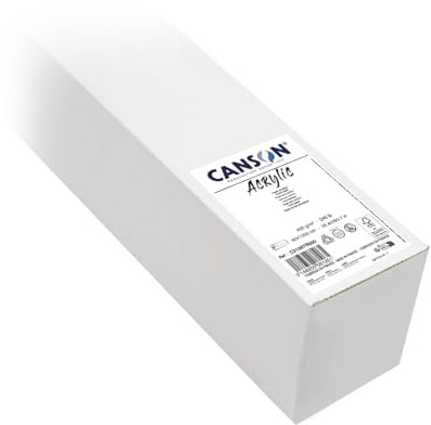 CANSON Acrylic - Rouleau de papier acrylique blanc grain toilé - 0.9 x 10m - 400g/m²
