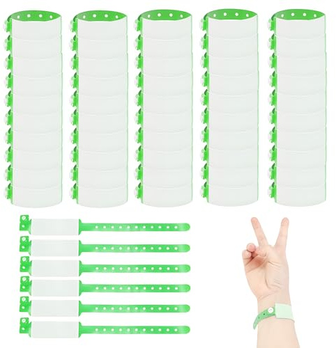Braccialetti Eventi, 50Pcs Monouso Id Wrist Band Adulti Impermeabile PVC Teens Safety ID Braccialetto per Festival Party Ospedale Concerto - Verde
