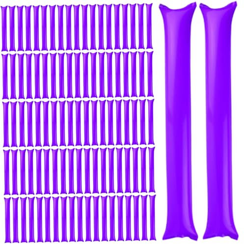Yeory Thunder Sticks, 100 Pcs Bam Bam Thunder Sticks, Purple Cheerleading Cheering Sticks for Sports, Noisemakers for sporting events, Inflatable Spirit Sticks
