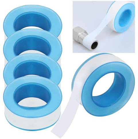 YYCLIPY 5 Packs PTFE Tape White Plumbers Tape Pipe Slealant Tape Waterproof Thread Tape for Kitchen Bathroom Garden Leaking Pipe Sealing in Pipe Threads Leaks 14mm x 12m
