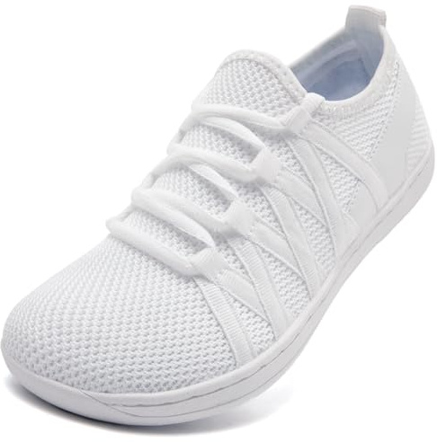 VLHGCG Barfota Skor Kvinnor Minimalistiska Barfota Skor Lätta Skor för Långfärdslöpning, Jogging, Gång, Gym, Vandring, Vit, 38 EU bred