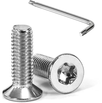 Tunejoy Viti a Testa Svasata M5 x 16 mm Vite Torx Bullone a Macchina in Acciaio Inox A2 V2A Viti a Testa Piatta con Chiavi a T25 Filettatura Completa 20 pezzi