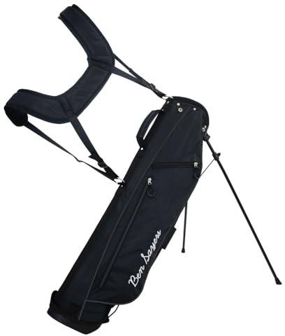 Ben Sayers LTE Sac à Crayon avec Support de Golf léger avec Double bandoulière et Rembourrage Lombaire Noir/Gris 15,2 cm