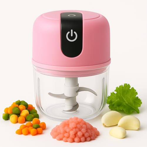 Mini Picadora Eléctrica 250ml – Portátil, Recargable USB, 3 Cuchillas Inoxidables – Ideal para Ajo, Cebolla, Verduras y Carne