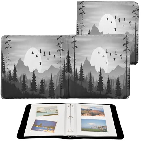JUMBEAR Álbum de fotos grande autoadhesivo con 20 páginas, álbum de recortes para boda, familia, bebé, vacaciones, estilo cordillera en blanco y negro