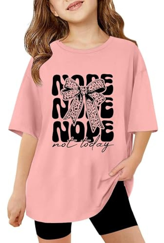 Vuncio Kids Short Sleeve T Shirts Girls Round Neck Summer Teenage Girls Tshirts Fashion Graphic Cartoon Cute Casual Jogging Athletic School Children Tunic Tops Age 3-13 Years (8-9 Years) Pink