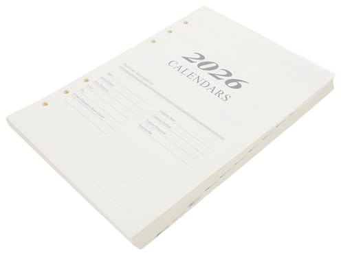 BCOATH Recharges Papier A5 6 Trous 2026 pour Cahier à Grands Carreaux Feuilles Planificateur Mensuel Inserts Calendrier Gestion du Temps et Organisation Bureau Scolaire