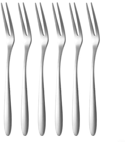 6 tenedores de frutas de acero inoxidable, mini palillos de comida para pasteles, postres, sushi, aperitivos, tenedores de acero inoxidable 304 para fiestas, hogar, cocina (plata)