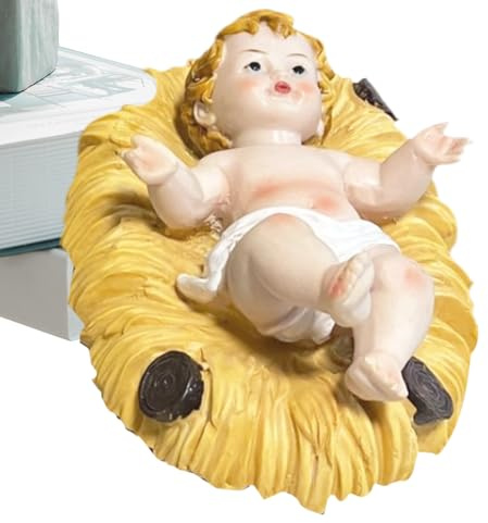 qokeeu de belén de Navidad, de belén | Figura de Jesús de resina para el escritorio | Decoración de Navidad, pequeño niño Jesús para coleccionar para Navidad, vacaciones
