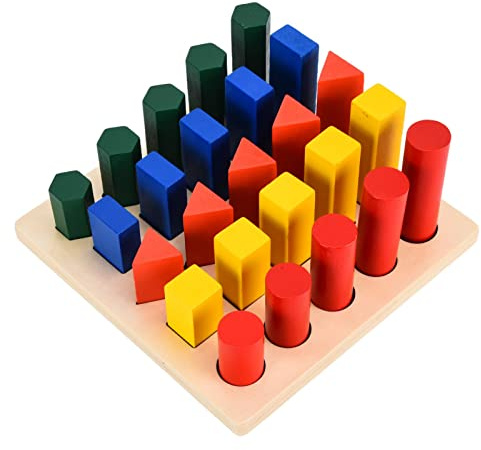 Stylebest Geometriska Träblock Pedagogisk Leksak för Sensoriskt Lärande Barn 3 år och äldre Gjord Av Bok trä 25 Delar (Geometristege)