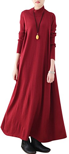 Youlee Abito da Donna a Maglia Maxi, Bordeaux, Taglia Unica