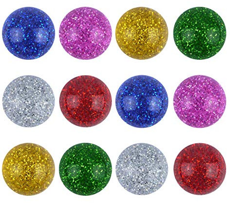 12X Glitter Flummis / für Kinder-Geburtstag Jungen und Mädchen / Mitgebsel / Kindergeburtstag Gastgeschenke / Gummiball / Springball / Glitzer Party Flummi Set