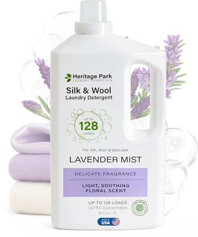 Heritage Park Silk & Wool All-Natural Lavender Mist Scent, pH-Neutral Laundry Detergent - Enzyme-Free, Concentrated Up to 128 loads (64 fl oz)