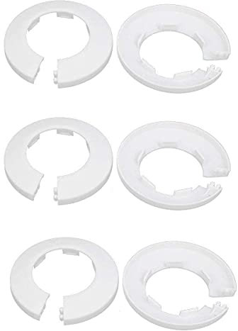 PAKEY Kunststoff-Rohrmanschetten, Wandflansch, einfache Installation, Kunststoff-Heizkörper-Rosette, Wasserrohr-Abdeckung, Abdeckmanschette, Wandrohr-Abdeckung, Dekoration, weiß, 41 mm, 6 Stück