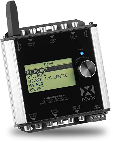 NVX XDSP66BT 6-Channel X-Series 15 Band Parametric EQ Digital Signal Processor (DSP) with 2.75 LCD Display and Includes Bluetooth USB Adapter for Music Streaming