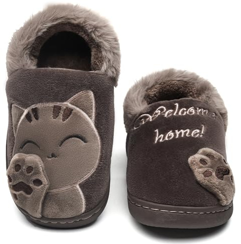 Vunavueya Donna Pantofole Scarpe Uomo Inverno Pantofola a Collo Basso Caldo Peluch Ciabatte di Cotone a Casa Ciabattine Chiuse Marrone Brown 43/44 EU=44-45CN