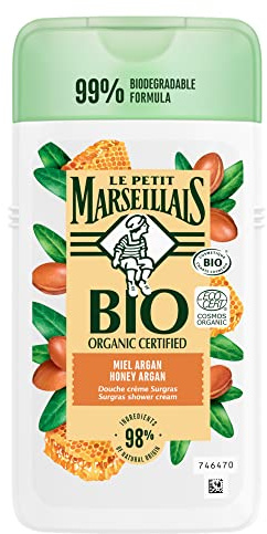 Le Petit Marseillais Organic certified shower cream honey argan (250 ml), pH skin-neutral shower gel and gentle aroma shower with particularly pleasant fragrance, moisturises and refreshes