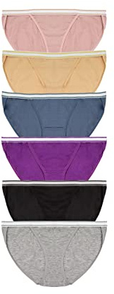 Nabtos Cotton String Bikini Hi Cut Women Underwear Checky Panties Pack 6-2XL Multicolor