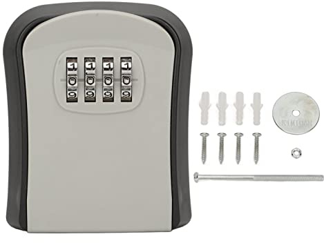 Zerodis 4 Digit Combination Lockbox, Wall Mounted Key Lock Box for Outside with 5 Keys Capacity, Key Safe Security Storage Lock Box for House Outdoor Indoor (Grey)