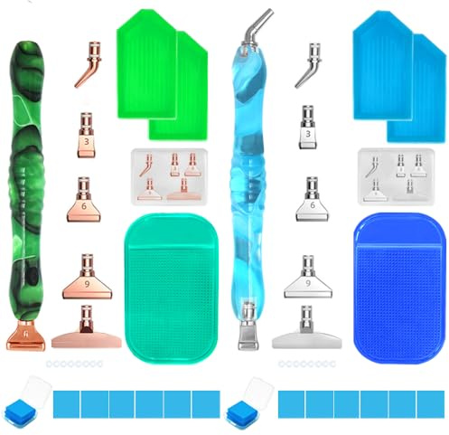 FineGood 32 Pcs Diamond Art Painting Kit - Ergonomic 5D Diamond Art Pens with Stainless Pen Tips for DIY Craft