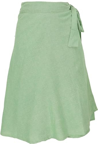GURU SHOP Gonna avvolgente leggera boho in cotone estivo da donna, verde chiaro, Einheitsgröße