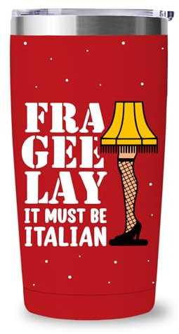 Funny Christmas Tumbler, 20 oz Stainless Steel Insulated Coffee Mugs with Lid and Straw, Xmas Cups Keep Drinks Cold & Hot, Christmas Story Merch White Elephant Gifts for Women Men - Frageelay