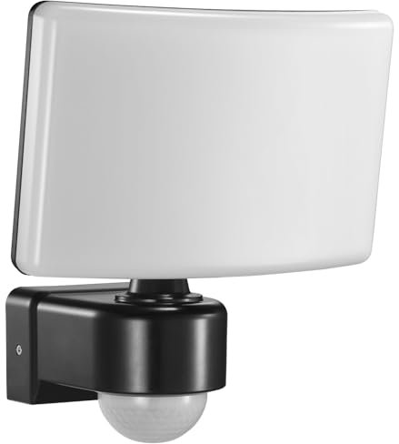 EL-HOME ‎Faretto da esterno LED ML-40B7 con sensore di movimento 10 m / 240° PIR, 30W, 2200lm, sensore crepuscolare, IP65, AC 230V - per uso esterno, applique, lampada da giardino, faretto - nero