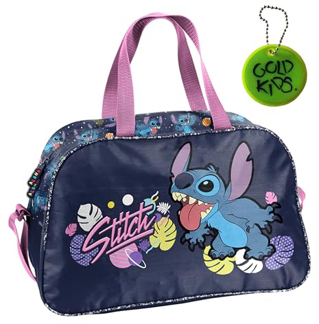 Goldkids Sac de sport pour enfant fille et garçon - Sac à bandoulière avec motif Stitch - Sac de natation avec fond renforcé - Sac d'entraînement 40 cm x 25 cm x 13 cm, multicolore, 40 cm x 25 cm x 13