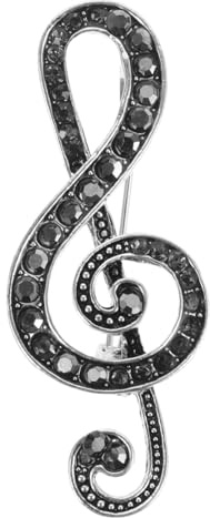 DEARMAMY Broche de nota musical, broche de diamantes de imitación para mujer, broche creativo con forma de nota musical, broche de vestido, solapa, chal, insignia, accesorios para abrigos,