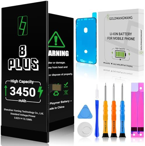 GOLDWANGWANG Battery Replacement for iPhone 8 Plus, 3650mAh High Capacity, Compatible with A1864/A1897/A1898,Complete Repair Kit, CE/RoHS/FCC/PSE Certified